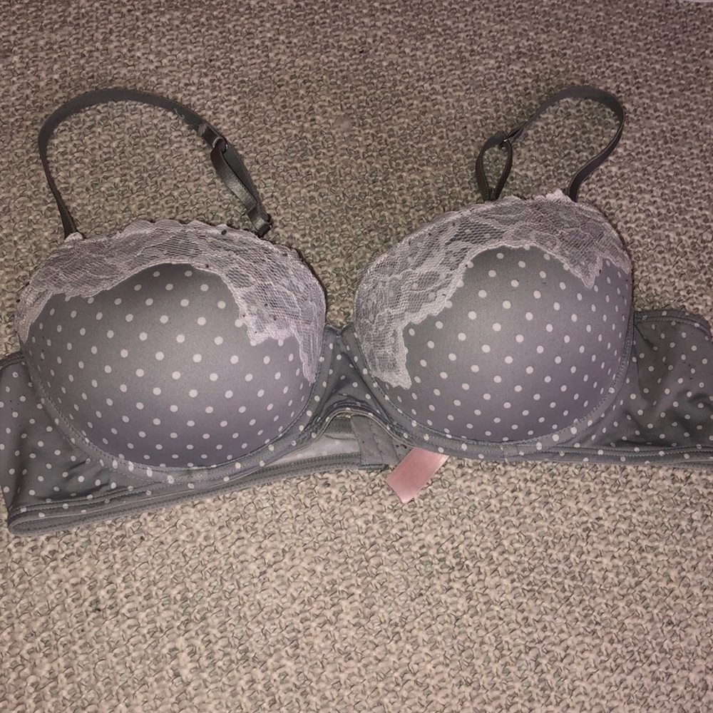 Grey polka dot bra